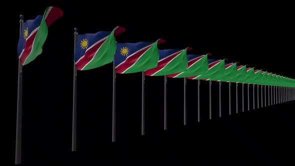 Row Of Namibia Flags With Alpha 2K