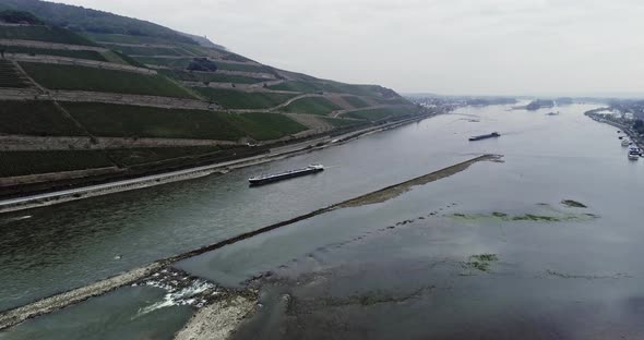 Aerial View of the Rhine River Near Bingen Germany