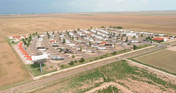 Aerial View of RV Camping Park Resort with Travel Clubhouse