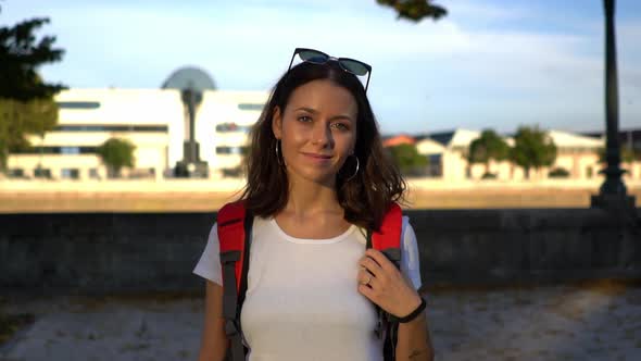 Portrait of female tourist