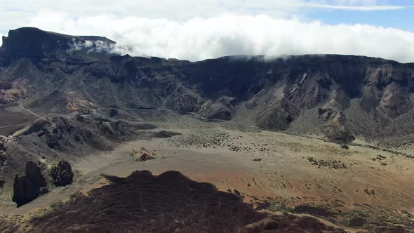 Low clouds at Teide National Park, Tenerife, Canary Islands, Spain (aerial view)