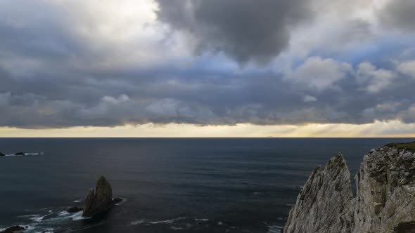 Time Lapse of Sea Rock Cliffs in Achill Island on Wild Atlantic Way in Ireland.