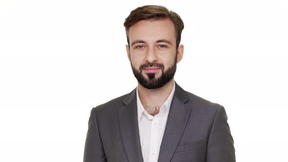 Portrait of Successful Young Man Looking Like Happy Entrepreneur Showing OK Sign Being Glad with His