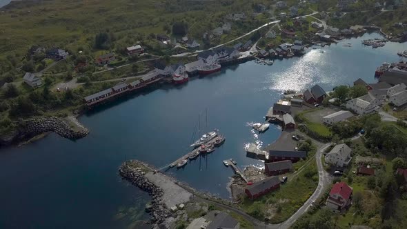 Aerial View of Small Village in Norway, Sorvagen