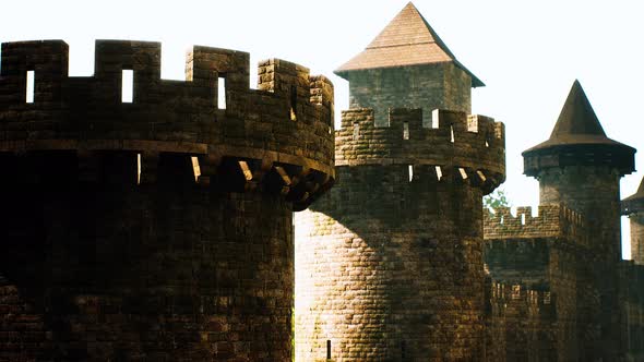 Old Castle Walls at the Sunset