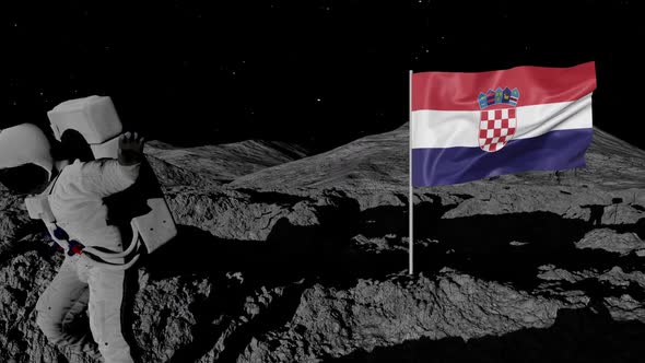 Astronaut Planting Croatia Flag on the Moon alt