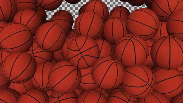 Basketball Ball Transition With Alpha Channel Falling Balls Fill Screen Composite Overlay