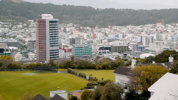 Aerial View of Wellington on a Cloudy Morning New Zealand