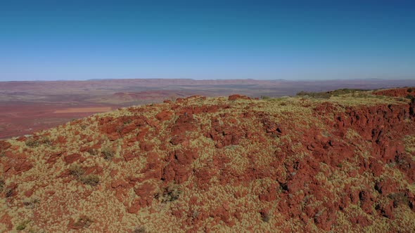 Summit of Mt Bruce, Karijini National Park, Western Australia Sunrise Sunset 4K Aerial Drone