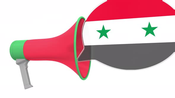 Loudspeaker and Flag of Syria on the Speech Balloon