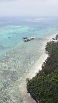 Vertical Video of the Ocean Near the Coast of Zanzibar Tanzania