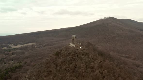 Aerial view of the castle in the village Slanec in Slovakia