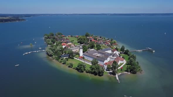 Aerial View of Frauenchiemsee (Fraueninsel), Germany