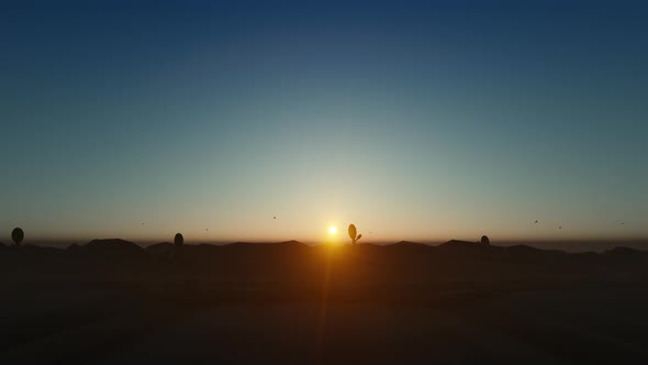 Far West Desert Landscape At Sunset 4k