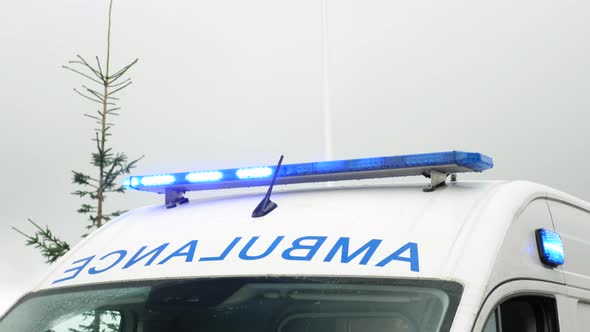 Ambulance blue lights flicker