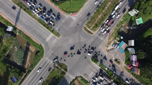 Traffic drone view of intersection