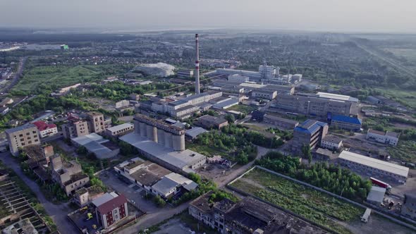 Aerial Panoramic View on of a Industrial Plant Zone