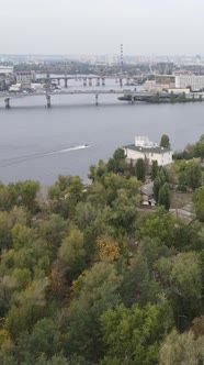 Vertical Video Aerial View of the Dnipro River  the Main River of Ukraine