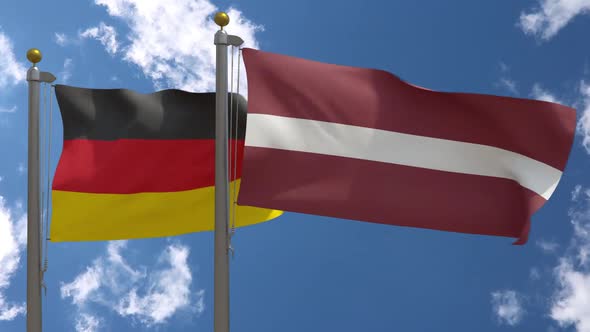 Germany Flag Vs Latvia On Flagpole