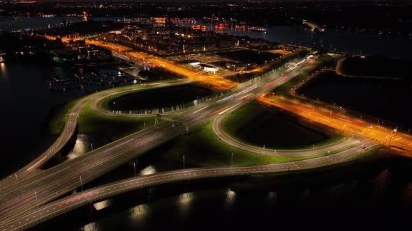 Traffic Intersection Crossing Infrastructure Hyperlapse Time Lapse at Night Time Busy Road Rush Hour