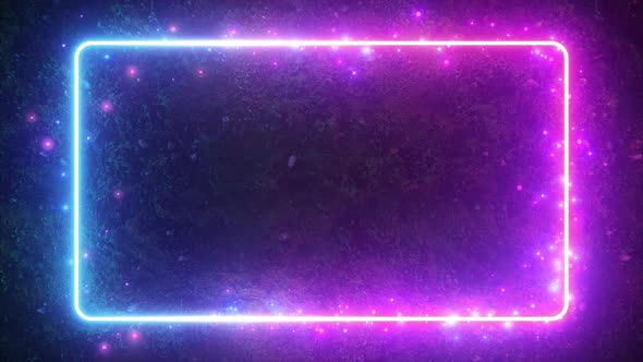 Rectangular Neon Shimmering Luminous Form on the Background of a Dirt Forest Surface alt