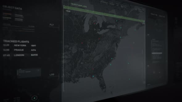 Spy Crime Prevention Software Interface Tracks Passenger Jet Position In The Air alt