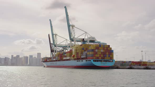 Maersk Line cargo ship with containers in the port