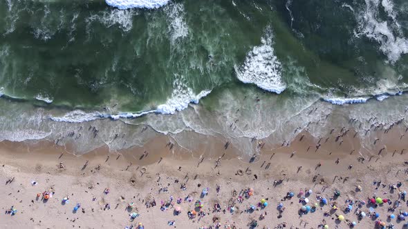 Aerial view of the beach in slow motion