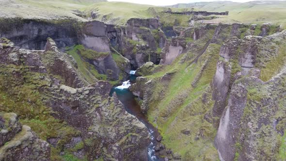 Beautiful Fjadrargljufur Canyon (Kirkjubaejarklaustur, Iceland) - drone shot