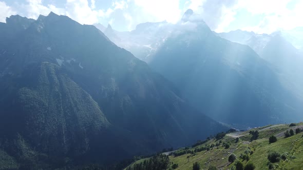 Aerial View of Mountain Landscape in Summertime