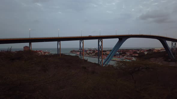 Looking at the Juliana Bridge enterance of the Sint Anna Bay from the View of the Deloitte Dutch Car