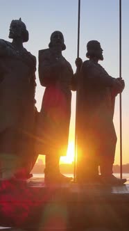 Monument To the Founders of the City in the Morning at Dawn