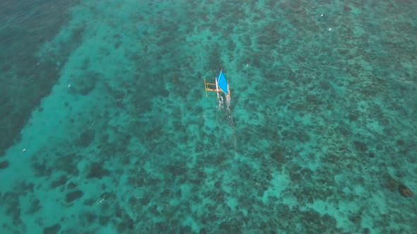 Sailing Boat in Blue Sea. Boracay Island Philippines