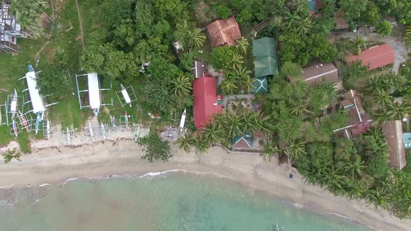 Top down rotating view from the nice white sand beach of Puerto Galera, Philippines