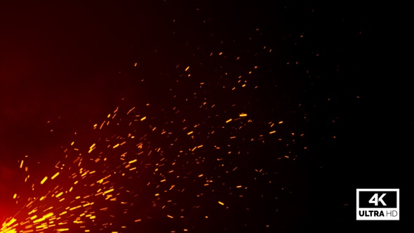 Flying Fire Embers Particles 4K Background Video Footage V1