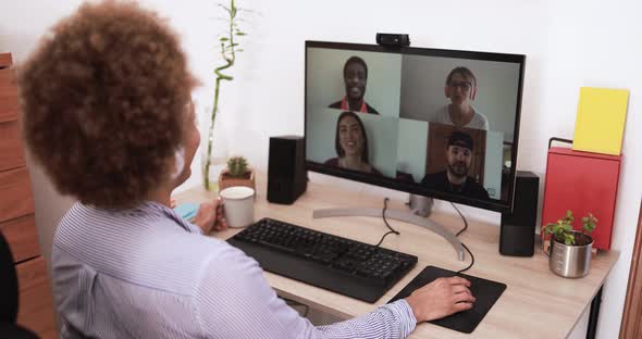 Woman teacher doing video call with students from home - Social distance and technology concept