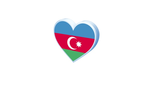 Azerbaijan Flag Heart Shape