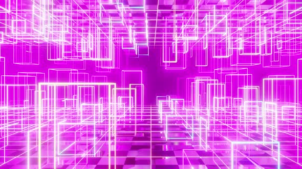 Abstract Cyber Cubic Style Glow Neon 02 HD