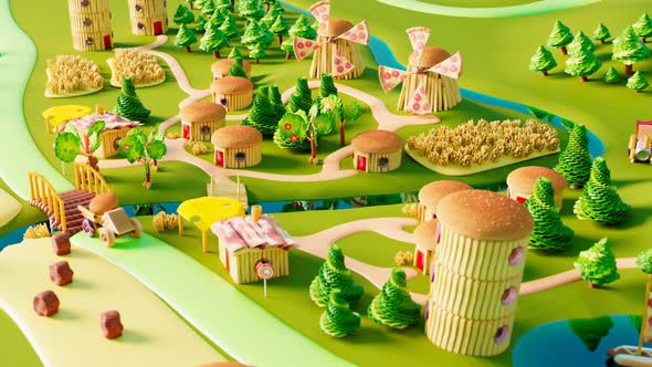 Beautiful land made of fast food and sweets. The wonderful world of tasty snacks