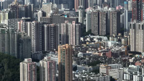 Aerial footage of construction site in shenzhen city, China