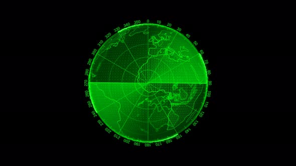 Green Radar Hud Animated On Black Background