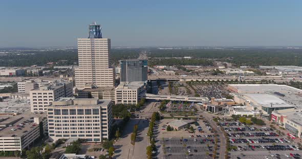 Aerial of the Memorial City Mall area in Houston, Texas. This video was filmed in 4k for best image