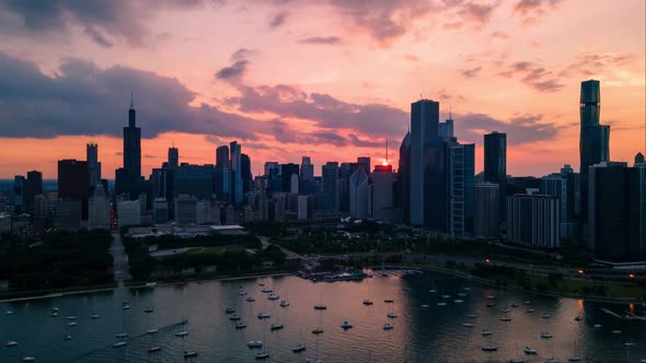 Aerial Hyper Lapse - Chicago Skyline