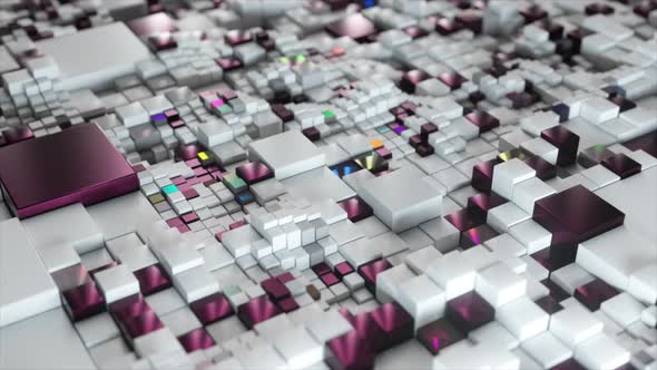 Abstract 3d White Rainbow Cubes Background