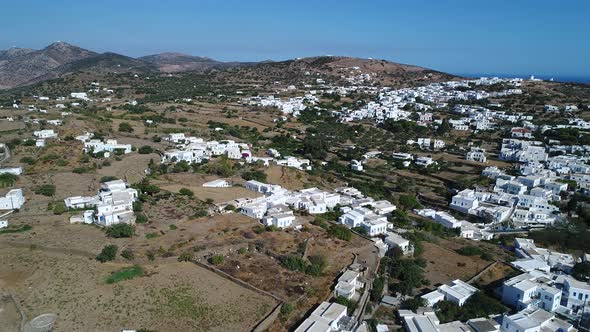 Village of Apollonia on Sifnos Island in the Cyclades in Greece from the sky