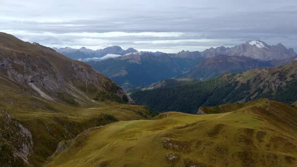 Fly over Italian Dolomites Alps ,Pass Giau