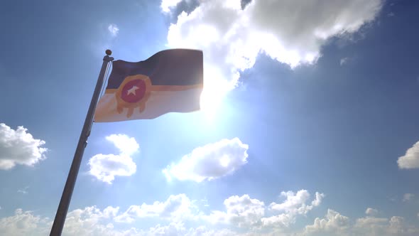Tulsa City Flag (Oklahoma) on a Flagpole V4 - 4K