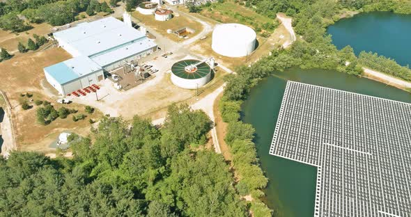 Aerial View of the Solid Clarifier Tank Type Sludge Recirculation in Water Treatment Plant the