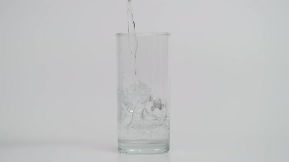 Slow Motion of Pouring Water in Glass 1000 Fps in White Background