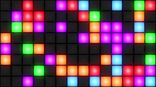 Colorful Disco nightclub dance floor wall glowing light grid background vj loop